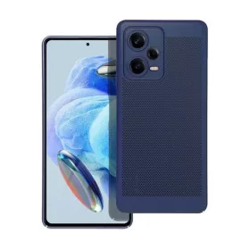   Xiaomi Redmi Note 12 5G / Poco X5 5G, Műanyag hátlap védőtok, légáteresztő, lyukacsos minta, Breezy, sötétkék