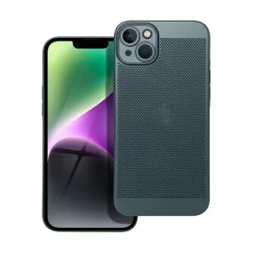   Apple iPhone 14 Plus, Műanyag hátlap védőtok, légáteresztő, lyukacsos minta, Breezy, sötétzöld