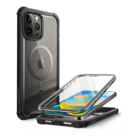   Apple iPhone 14 Pro Max, Műanyag hátlap védőtok (elő- és hátlapi) + Tempered Glass (edzett üveg), közepesen ütésálló, Magsafe kompatibilis, SupCase IBLSN Mag Clear, átlátszó/fekete