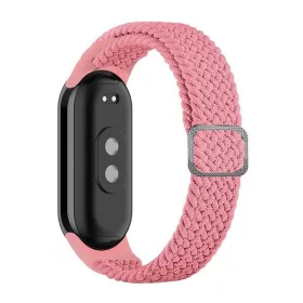   Xiaomi Mi Smart Band 8, textíl pótszíj, állítható, szőtt stílusú, rózsaszín