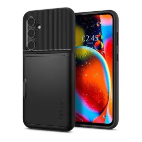   Samsung Galaxy S23 FE SM-S711, Szilikon tok, műanyag hátlappal, Spigen Slim Armor CS, fekete