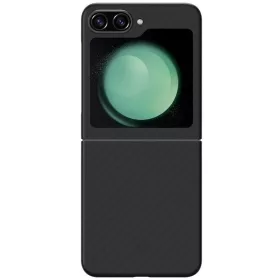   Samsung Galaxy Z Flip5 SM-F731B, Műanyag hátlap védőtok, közepesen ütésálló, ultravékony, Aramid bevonat, karbon minta, Spigen Airskin Pro, fekete