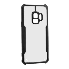   Samsung Galaxy S9 SM-G960, Szilikon tok, közepesen ütésálló, légpárnás sarok, akril hátlap, Anti-Drop Case, átlátszó/fekete