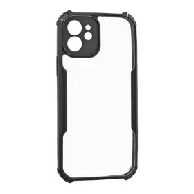   Apple iPhone 12 Pro, Szilikon tok, közepesen ütésálló, légpárnás sarok, akril hátlap, Anti-Drop Case, átlátszó/fekete