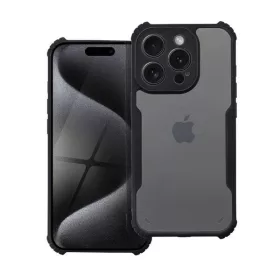   Apple iPhone 12 Pro Max, Szilikon tok, közepesen ütésálló, légpárnás sarok, akril hátlap, Anti-Drop Case, átlátszó/fekete