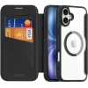 Apple iPhone 16, Oldalra nyíló tok, stand, közepesen ütésálló, Magsafe kompatibilis, Dux Ducis Skin Pro Magsafe, fekete