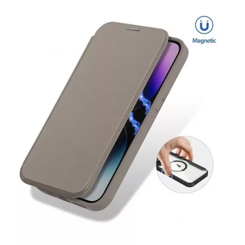 Apple iPhone 16, Oldalra nyíló tok, stand, közepesen ütésálló, Magsafe kompatibilis, Dux Ducis Skin Pro Magsafe, fekete