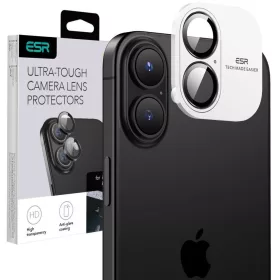   Apple iPhone 16 / 16 Plus, Kamera lencsevédő fólia, ütésálló fólia, Tempered Glass (edzett üveg), ESR Armorite, fekete