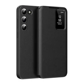   Samsung Galaxy S22 5G SM-S901, Oldalra nyíló tok, hívás mutatóval, kártyatartóval, Smart View Cover, fekete