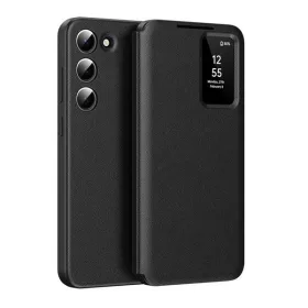   Samsung Galaxy S24 Plus SM-S926, Oldalra nyíló tok, hívás mutatóval, kártyatartóval, Smart View Cover, fekete