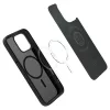 Apple iPhone 16 Pro, Szilikon tok, Magsafe töltővel kompatibilis, háromszög minta, érintő funkciós gombfedéllel, Spigen Liquid Air "T" Mag, fekete