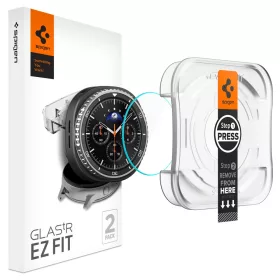   Samsung Galaxy Watch 8 Classic (46 mm) SM-L500 / L505, Kijelzővédő fólia, ütésálló fólia (az íves részre is!), Tempered Glass (edzett üveg), Spigen Ez Fit, Clear, 2 db / csomag