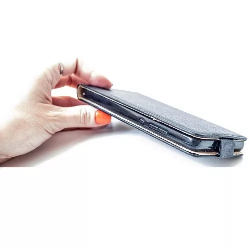 Samsung Galaxy S25 FE SM-S731, Forcell lenyitható bőrtok, Slim Flexi, felfelé nyíló - kinyitható, fekete