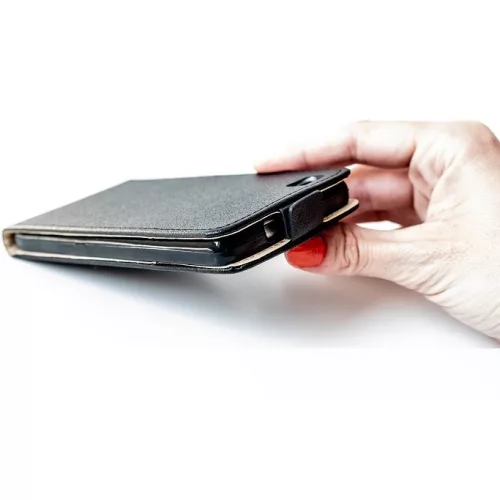 Samsung Galaxy S25 FE SM-S731, Forcell lenyitható bőrtok, Slim Flexi, felfelé nyíló - kinyitható, fekete