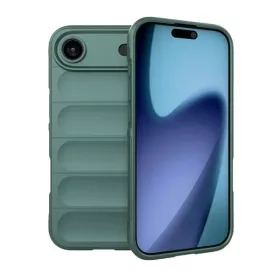   Apple iPhone Air (2025), Szilikon tok, közepesen ütésálló, 3D minta, sötétzöld