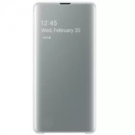   Samsung Galaxy S10e SM-G970, Oldalra nyíló tok, hívás mutatóval, Clear View Cover, fehér, gyári