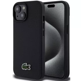   Lacoste Iconic Petit Pique Woven Logo Apple iPhone 15 MagSafe tok, fekete