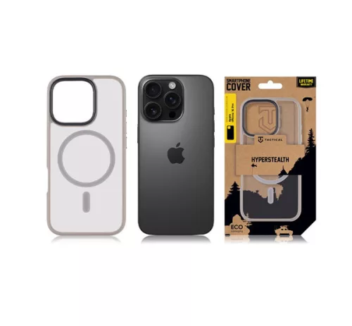 Tactical MagForce Hyperstealth Apple iPhone 16 Pro MagSafe hátlap tok, áttetsző/világosszürke