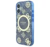 Guess IML Peony On 4G Background iPhone 16 MagSafe kemény hátlap tok, kék GUHMP16SH4PYEEB