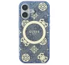 Guess IML Peony On 4G Background iPhone 16 MagSafe kemény hátlap tok, kék GUHMP16SH4PYEEB