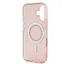 Guess IML Rhinestones MagSafe iPhone 16 kemény hátlap tok, rózsaszín GUHMP16SPFTDTEP