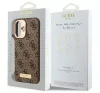 Guess 4G Logo Plate iPhone 16 MagSafe kemény hátlap tok, barna GUHMP16SU4GPRW