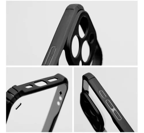 iPhone 16 ütésálló tok erősített peremmel, fekete