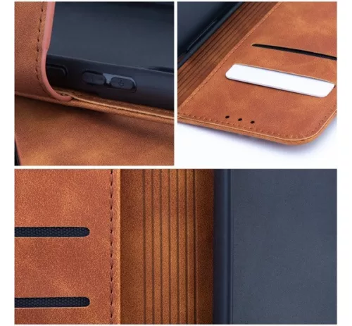Tender Book Samsung Galaxy A34 5G flip/oldalra nyíló műbőr tok kártyatartó résszel, barna