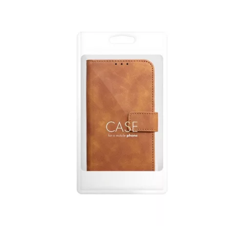 Tender Book Samsung Galaxy A34 5G flip/oldalra nyíló műbőr tok kártyatartó résszel, barna