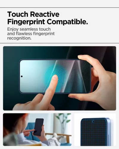 Spigen EliteShield EZ Fit HD Samsung Galaxy S25+ kijelzővédő fólia felhelyező kerettel (1db)