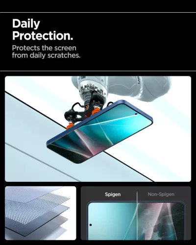 Spigen EliteShield EZ Fit HD Samsung Galaxy S25+ kijelzővédő fólia felhelyező kerettel (1db)