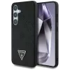 Guess Grained Hot Stamp Peony Pattern Triangle Logo Samsung Galaxy S25 MagSafe kemény hátlap tok, fekete