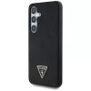 Guess Grained Hot Stamp Peony Pattern Triangle Logo Samsung Galaxy S25 MagSafe kemény hátlap tok, fekete