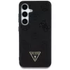 Guess Grained Hot Stamp Peony Pattern Triangle Logo Samsung Galaxy S25 MagSafe kemény hátlap tok, fekete
