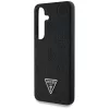 Guess Grained Hot Stamp Peony Pattern Triangle Logo Samsung Galaxy S25 MagSafe kemény hátlap tok, fekete