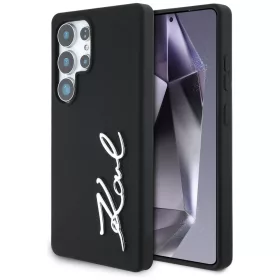   Karl Lagerfeld Silicone Metal Signature Logo Samsung Galaxy S25 Ultra szilikon tok, fekete