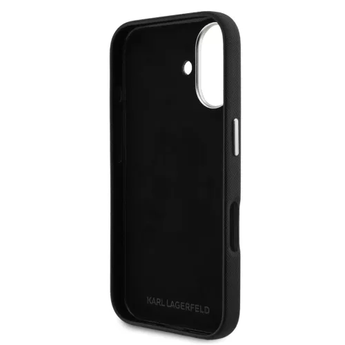 Karl Lagerfeld Grained PU K&CH Heads iPhone 16 hátlap tok, fekete
