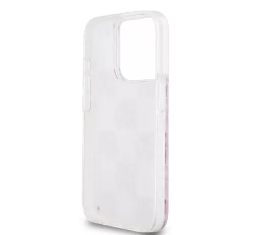DKNY Liquid Glitter Checkered Pattern iPhone 15 Pro hátlap tok, rózsaszín