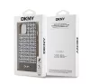 DKNY PU Leather Repeat Pattern Bottom Stripe Apple iPhone 15 Magsafe kompatibilis hátlap tok, barna