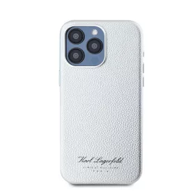   Karl Lagerfeld Grained PU Hotel RSG iPhone 15 Pro hátlap tok, ezüst