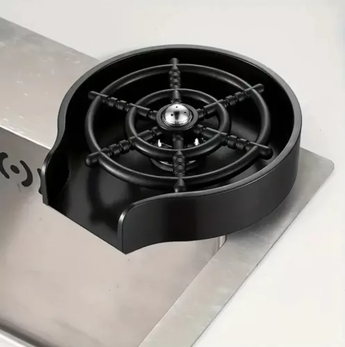 Wooze Glass Washer Automata pohár- és üvegmosó és öblítő szett, nagynyomású fúvókával, rugalmas csatlakozóval, fekete