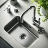 Wooze Glass Washer Automata pohár- és üvegmosó és öblítő szett, nagynyomású fúvókával, rugalmas csatlakozóval, fekete