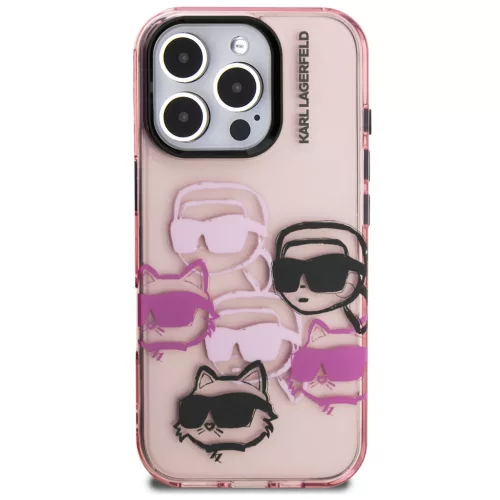Karl Lagerfeld IML Multi K&CH Heads iPhone 16 Pro Max hátlap tok, rózsaszín