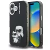 Karl Lagerfeld IML Aquarelle Karl and Choupette iPhone 16 hátlap tok, fekete