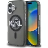 Karl Lagerfeld IML Glitter Karl and Choupette Sketch iPhone 16 MagSafe kompatibilis hátlap tok, fekete