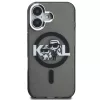Karl Lagerfeld IML Glitter Karl and Choupette Sketch iPhone 16 MagSafe kompatibilis hátlap tok, fekete