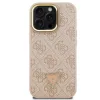 Guess PU 4G Strass Triangle Logo Apple iPhone 15 Pro Max MagSafe tok kitámasztható kamera peremmel, rózsaszín-arany