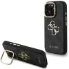 Guess PU 4G Metal Logo Apple iPhone 15 Pro hátlap tok kitámasztható kamera peremmel, fekete-arany