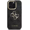 Guess PU 4G Metal Logo Apple iPhone 15 Pro hátlap tok kitámasztható kamera peremmel, fekete-arany