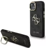Guess PU 4G Metal Logo Apple iPhone 13 hátlap tok kitámasztható kamera peremmel, fekete-arany